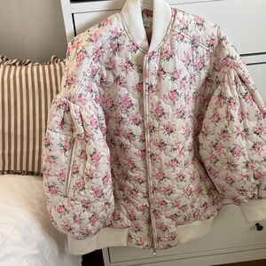 Mable an Mallory Elegant Floral Bomber Jacket